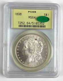 1898 PCGS Graded MS 64 US Morgan Silver Dollar