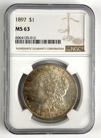 1897 NCG Graded MS 63 US Morgan Silver Dollar