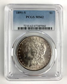 1891-S PCGS Graded MS 62 US Morgan Silver Dollar