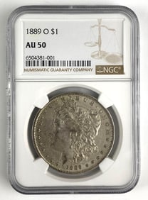 1889-O NGC Graded AU 50 US Morgan Silver Dollar