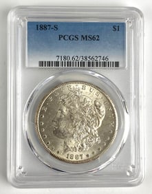 1887-S PCGS Graded MS 62 US Morgan Silver Dollar