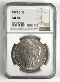 1883 S NGC Graded AU 50 US Morgan Silver Dollar