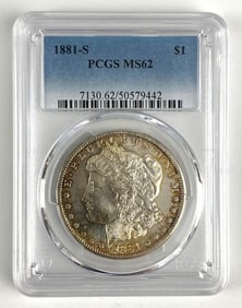 1881 S PCGS Graded MS 62 US Morgan Silver Dollar