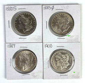Group of 4 US $1 Morgan Silver Dollars