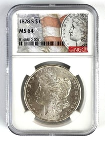NGC Graded 1878-S $1 Morgan Silver Dollar MS64