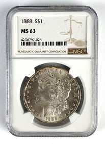 NGC Graded 1888 $1 Morgan Silver Dollar MS63