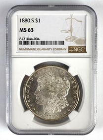 NGC Graded 1880-S $1 Morgan Silver Dollar MS63