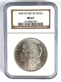 NGC Graded 1878 $1 Morgan Silver Dollar MS63
