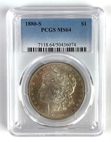PCGS Graded 1880-S US $1 Morgan Silver Dollar MS64