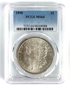 PCGS Graded 1898 US $1 Morgan Silver Dollar MS64