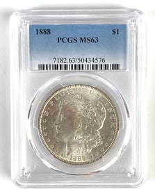 PCGS Graded 1888 US $1 Morgan Silver Dollar MS63