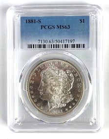 PCGS Graded 1881-S US $1 Morgan Silver Dollar MS63