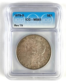 ICG Graded 1879-S US $1 Morgan Silver Dollar MS65