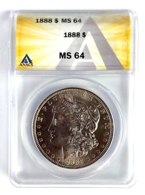 ANACS Graded 1888 US $1 Morgan Silver Dollar MS64