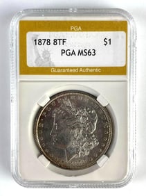 PGA Graded 1878 US $1 Morgan Silver Dollar MS63