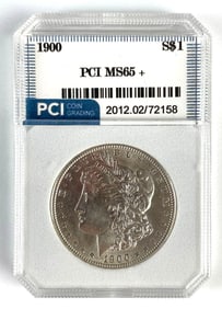 PCI Graded 1900 US $1 Morgan Silver Dollar MS65+