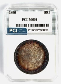 PCI Graded 1896 US $1 Morgan Silver Dollar MS64
