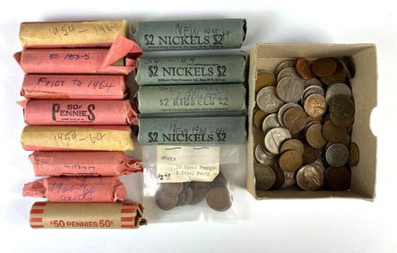 Group of US Nickels and Cents