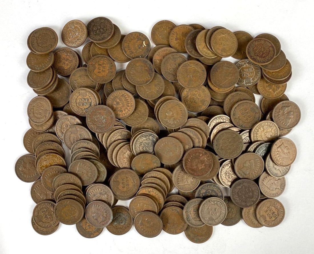 Group of 180+ US Indian Head Cents (1 of 1)