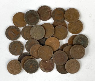 Group of 32 German 1-Cent Reich Pfennings