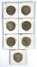 Group of 7 US Barber Silver Half-Dollars