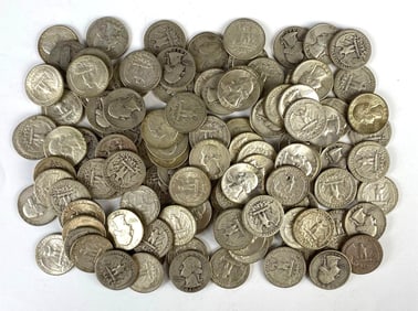 Group of 117 US Silver Washington Quarters