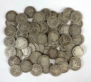 Group of 70 US Barber Silver Quarters