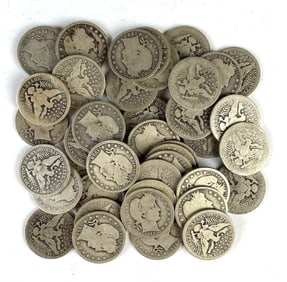 Group of 44 US Barber Silver Quarters