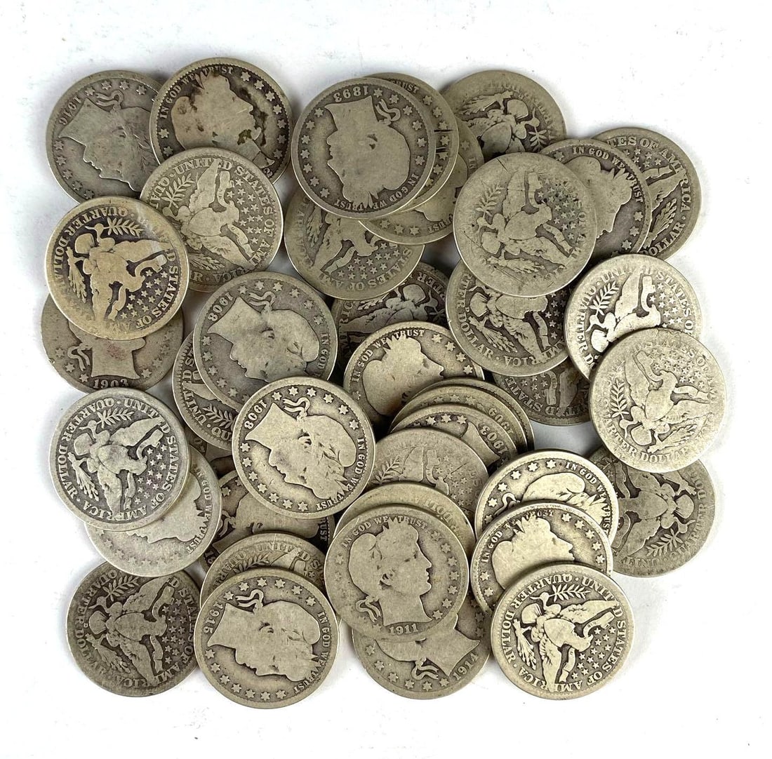 Group of 44 US Barber Silver Quarters (1 of 1)