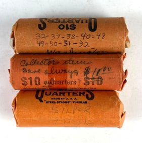 Group of 3 Rolls of Washington Silver Quarters