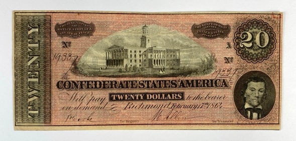 1864 Confederate States of America Richmond $20 Banknote