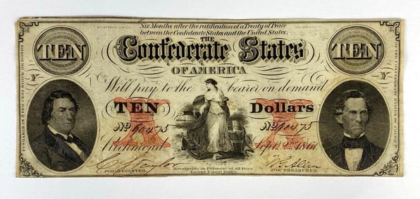 1861 Confederate States of America Richmond $10 Banknote
