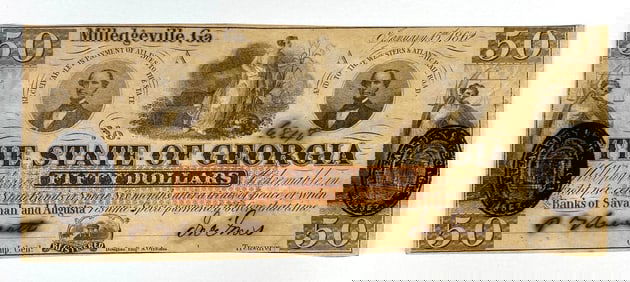 1862 The State of Georgia $50 Confederate Banknote