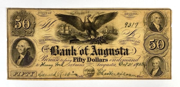 The State of Georgia Bank of Augusta $50 Banknote