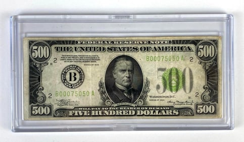 1934 US $500 Federal Reserve Note
