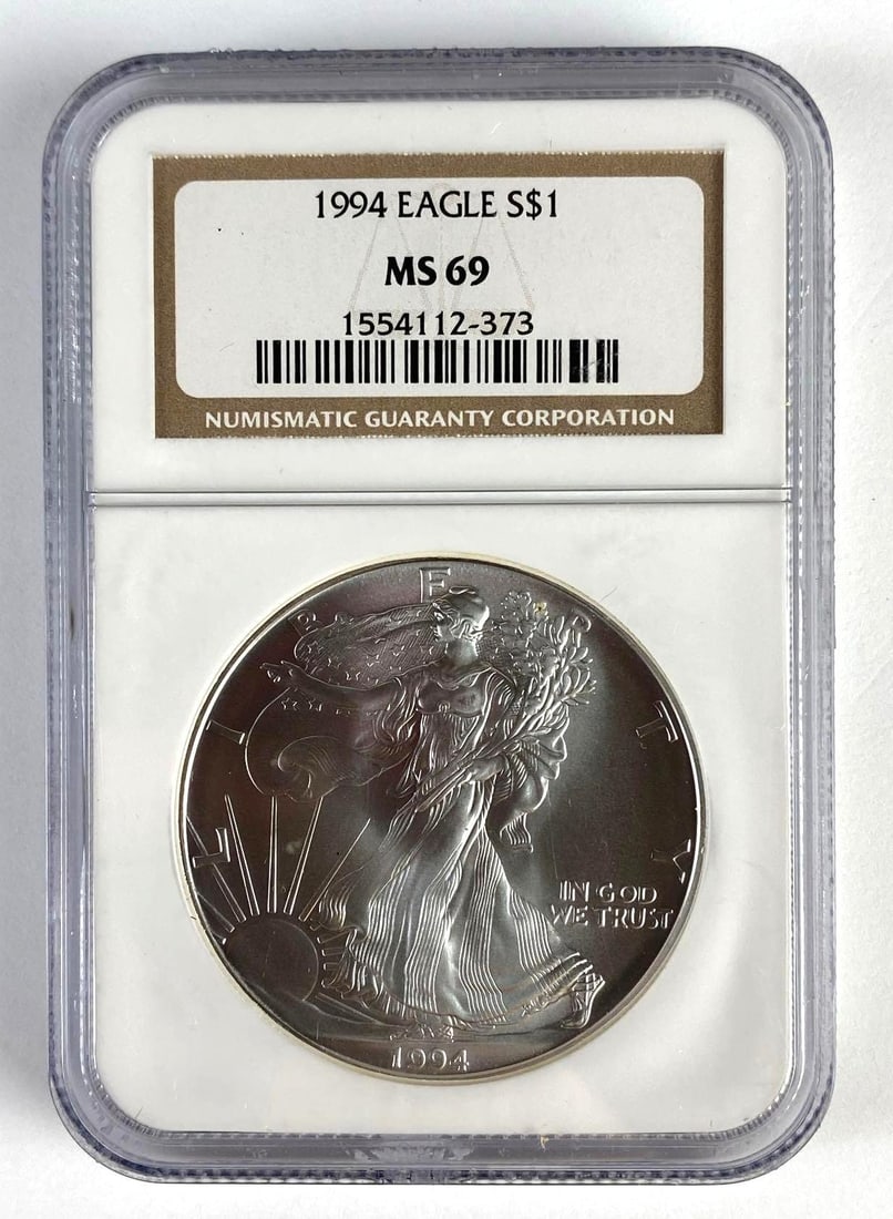 NGC Graded 1994 US $1 Silver Eagle Silver Dollar MS69 (1 of 2)