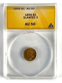 ANACS Graded 1856 $1 Indian Liberty Head Gold Coin AU50