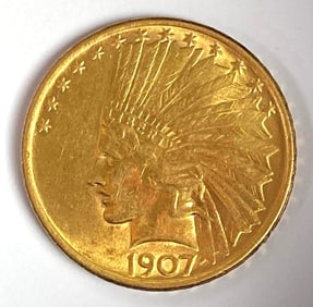 1907 US $10 Indian Head Gold Coin