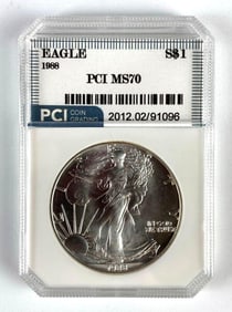 PCI Graded 1988 US $1 Silver Eagle MS70