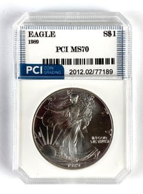 PCI Graded 1989 US $1 Silver Eagle MS70