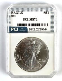 PCI Graded 1991 US $1 Silver Eagle MS70