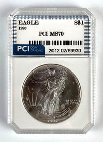 PCI Graded 1993 US $1 Silver Eagle MS70