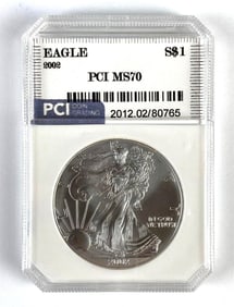 PCI Graded 2002 US $1 Silver Eagle MS70