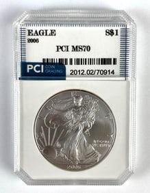 PCI Graded 2006 US $1 Silver Eagle MS70