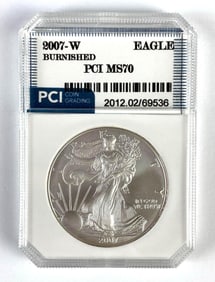 PCI Graded 2007-W US $1 Silver Eagle MS70