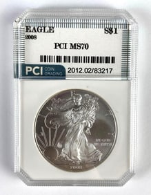 PCI Graded 2008 US $1 Silver Eagle MS70