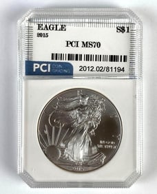 PCI Graded 2015 US $1 Silver Eagle MS70