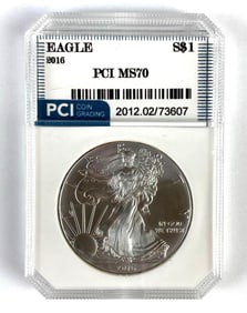 PCI Graded 2016 US $1 Silver Eagle MS70