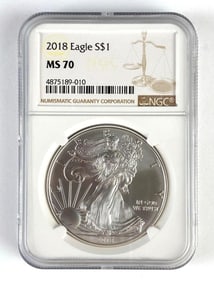NGC Graded 2018 $1 Silver Eagle MS70