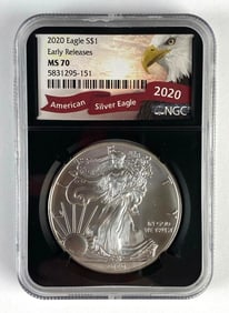 NGC Graded 2020 US $1 Silver Eagle Early Releases MS70